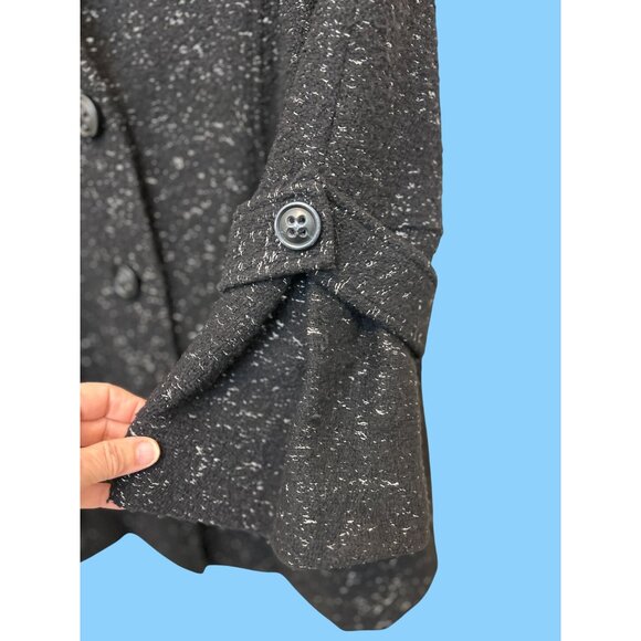 Lafayette 148 Black Wool Blend Button-Down Coat With Rolled Sleeves Size 8 - Picture 11 of 14